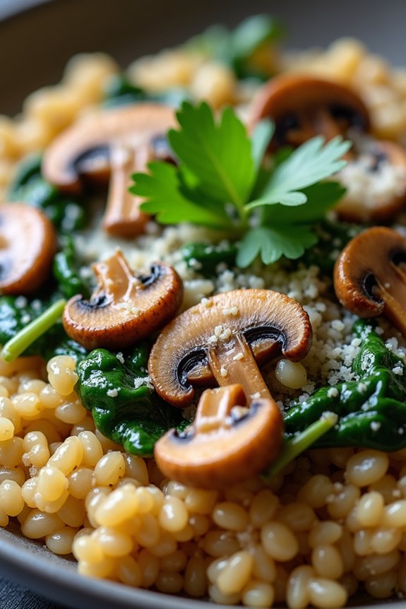 wholesome mushroom barley risotto