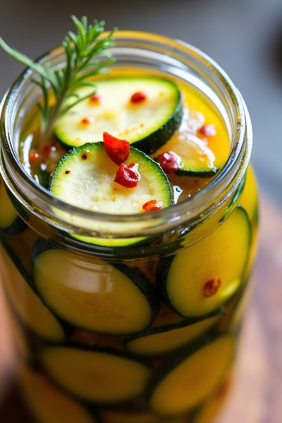 zesty crunchy pickled zucchini