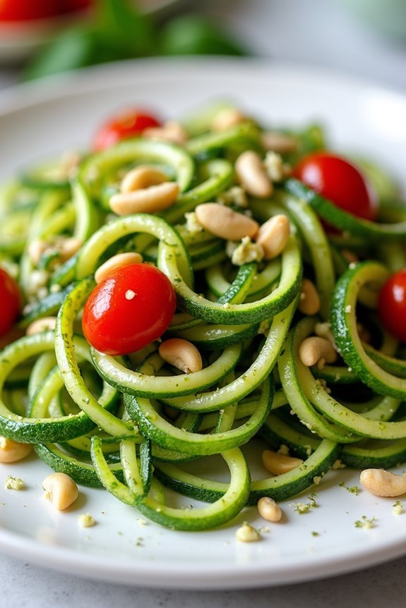 zucchini noodles with pesto
