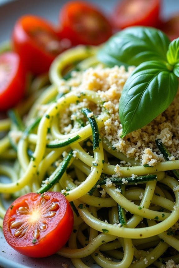 zucchini noodles with pesto