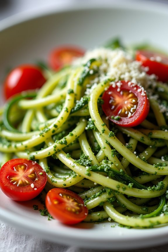 zucchini noodles with pesto