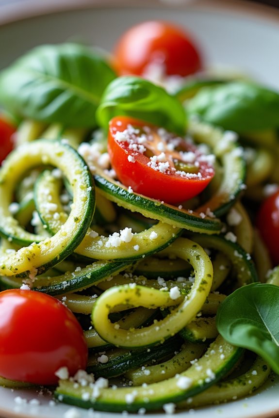 zucchini noodles with pesto