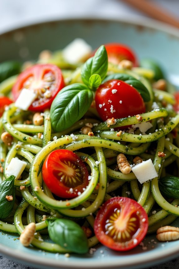 zucchini noodles with pesto
