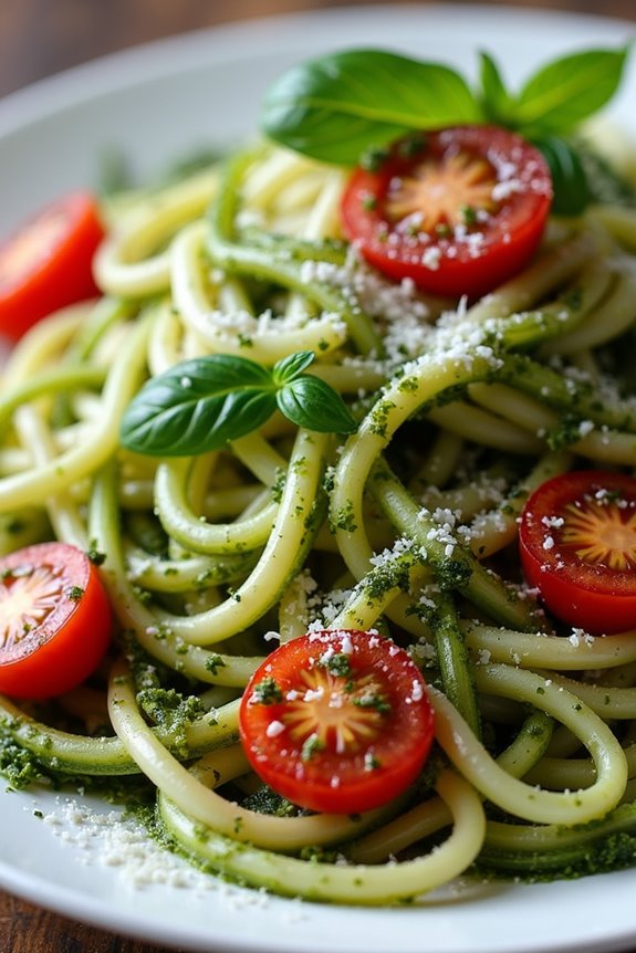 zucchini noodles with pesto