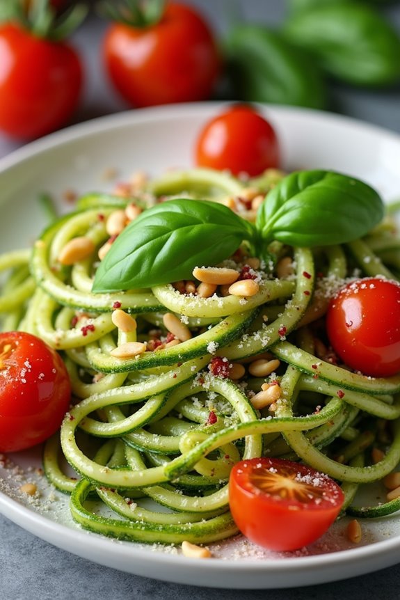 zucchini noodles with pesto