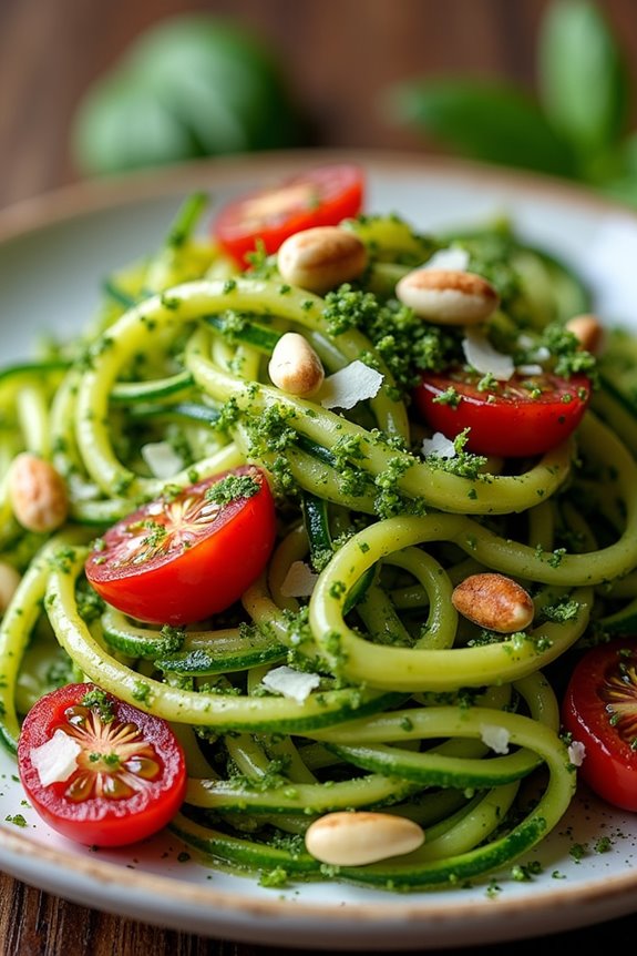 zucchini noodles with pesto