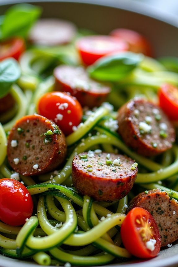 zucchini noodles with sausage